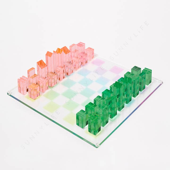 Sunnylife - Wholesale Board Game - Ombre Lucite Chess & Checkers Sherbert