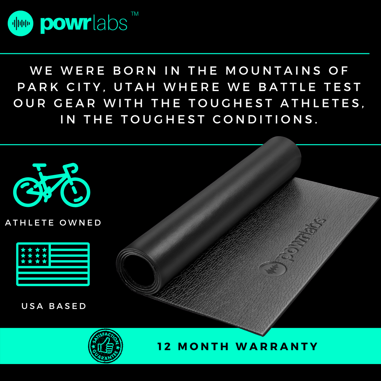 Powr Labs® Bike Trainer Mat / Fitness Equipment Mat - LUXUSFIT Luxury Exercise & Recovery Equipment