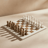 Thumbnail for Marble Chess Set with Storage Case - Brown and White