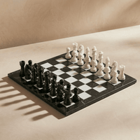 Thumbnail for Marble Chess Set with Storage Case - Black and White