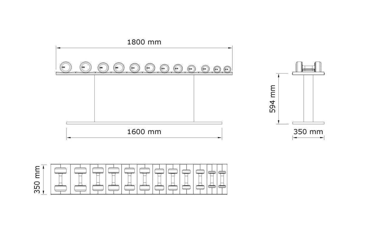 COLMIA™ LIGHT - Dumbbells With Horizontal Rack - LUXUSFIT Luxury Exercise & Recovery Equipment