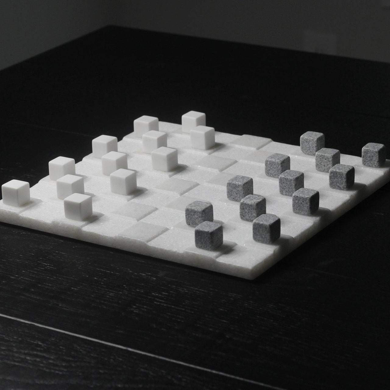 Stone Checkers Set - White Crystal