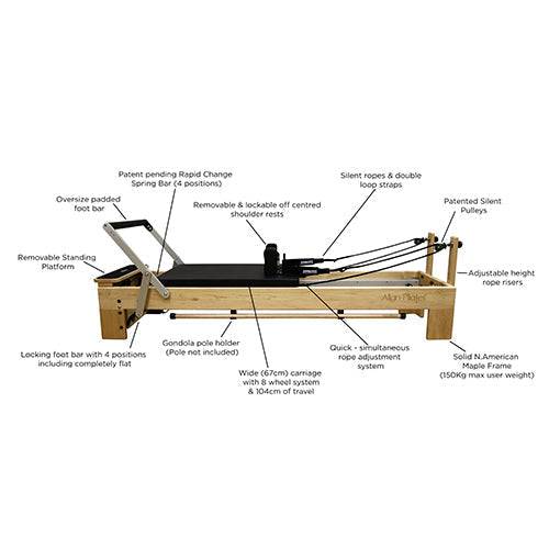 ALIGN-PILATES M8-PRO RC WOOD STUDIO REFORMER WITH TOWER - LUXUSFIT Luxury Exercise & Recovery Equipment
