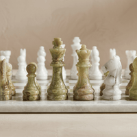 Thumbnail for Marble Chess Set with Storage Case - White and Green Onyx