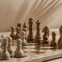 Thumbnail for Marble Chess Set with Storage Case - Coffee and Brown