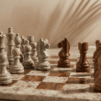 Thumbnail for Marble Chess Set with Storage Case - Coffee and Brown
