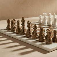 Thumbnail for Marble Chess Set with Storage Case - Brown and White