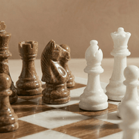 Thumbnail for Marble Chess Set with Storage Case - Brown and White
