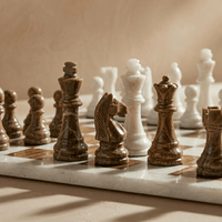 Thumbnail for Marble Chess Set with Storage Case - Brown and White