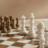 Thumbnail for Marble Chess Set with Storage Case - Brown and White