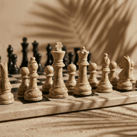 Thumbnail for Marble Chess Set with Storage Case - Coral and Black