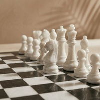 Thumbnail for Marble Chess Set with Storage Case - Black and White