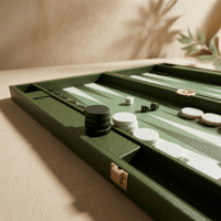 Thumbnail for Leather Backgammon Set - Green and White