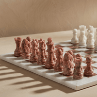 Thumbnail for Marble Chess Set with Storage Case - White and Pink