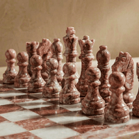 Thumbnail for Marble Chess Set with Storage Case - Pink and White