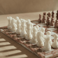 Thumbnail for Marble Chess Set with Storage Case - Pink and White