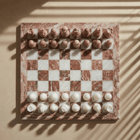 Thumbnail for Marble Chess Set with Storage Case - Pink and White