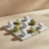 Thumbnail for Italian Marble Tic Tac Toe Set (Green Onyx and White)