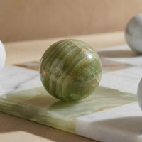 Thumbnail for Italian Marble Tic Tac Toe Set (Green Onyx and White)