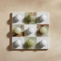 Thumbnail for Italian Marble Tic Tac Toe Set (Green Onyx and White)