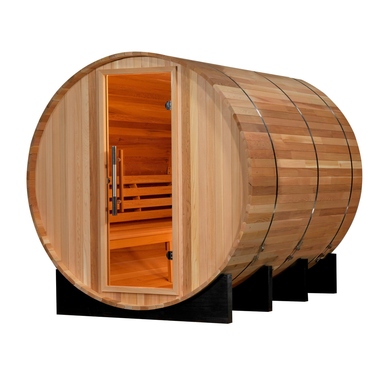 GOLDEN DESIGNS "Marstrand" 6 Person Barrel Traditional Steam Sauna - Canadian Red Cedar - 2022 Model - LUXUSFIT Luxury Exercise & Recovery Equipment
