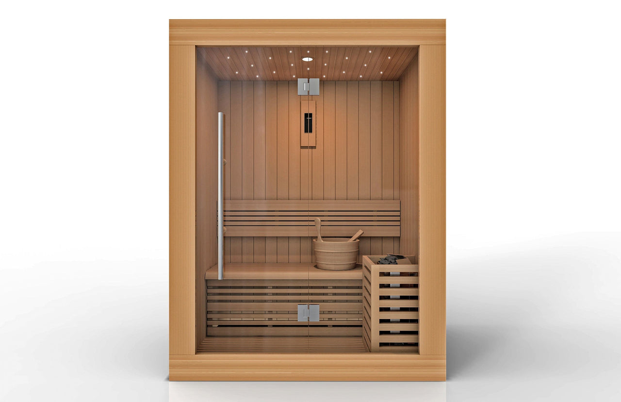 GOLDEN DESIGNS "Sundsvall Edition" 2 Person Traditional Steam Sauna - Canadian Red Cedar - LUXUSFIT Luxury Exercise & Recovery Equipment