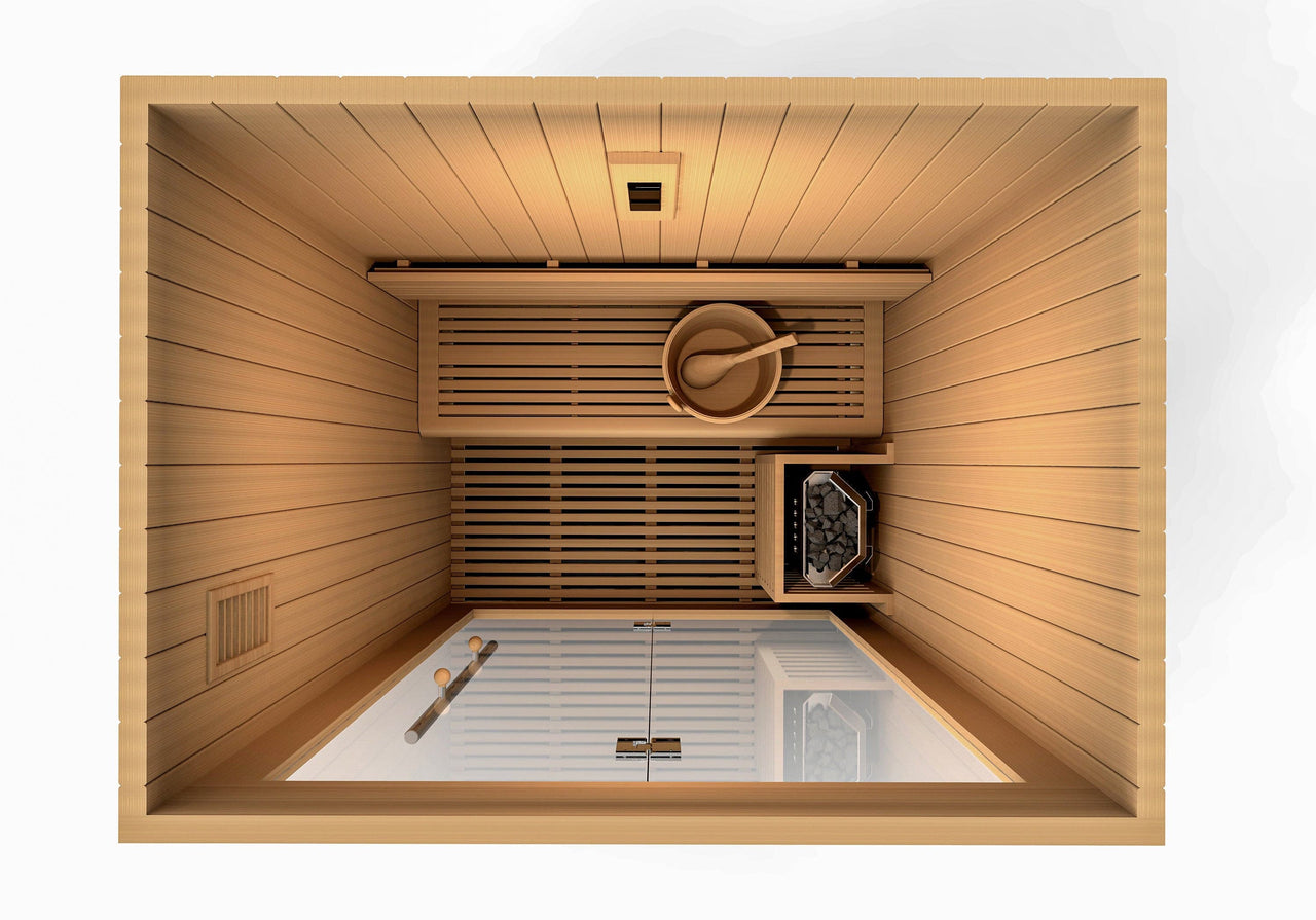 GOLDEN DESIGNS "Sundsvall Edition" 2 Person Traditional Steam Sauna - Canadian Red Cedar - LUXUSFIT Luxury Exercise & Recovery Equipment