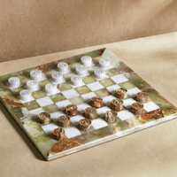 Thumbnail for Marble Checkers Set with Storage Case - Onyx and White