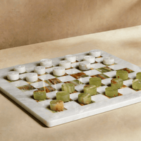 Thumbnail for Marble Checkers Set with Storage Case - White and Onyx