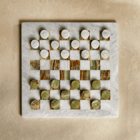 Thumbnail for Marble Checkers Set with Storage Case - White and Onyx