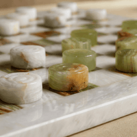 Thumbnail for Marble Checkers Set with Storage Case - White and Onyx
