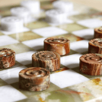 Thumbnail for Marble Checkers Set with Storage Case - Onyx and White