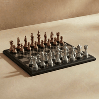 Thumbnail for Modern Rustic Metallic Chess Set - Copper and Silver Chess Set