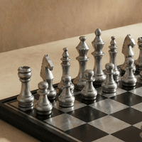 Thumbnail for Modern Rustic Metallic Chess Set - Copper and Silver Chess Set