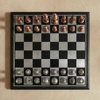 Thumbnail for Modern Rustic Metallic Chess Set - Copper and Silver Chess Set