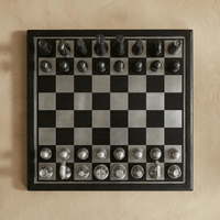 Thumbnail for Art Deco Metallic Chess Set - Black and Silver Chess Set