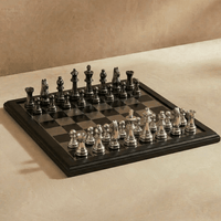 Thumbnail for The English Opening - Black and Silver Metallic Chess Set