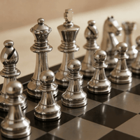 Thumbnail for The English Opening - Black and Silver Metallic Chess Set