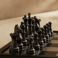 Thumbnail for The English Opening - Black and Silver Metallic Chess Set