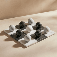 Thumbnail for Italian Marble Tic Tac Toe Set (Black and White)