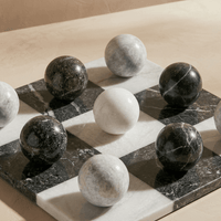 Thumbnail for Italian Marble Tic Tac Toe Set (Black and White)