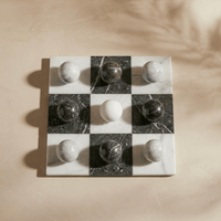 Thumbnail for Italian Marble Tic Tac Toe Set (Black and White)