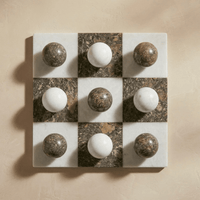Thumbnail for Italian Marble Tic Tac Toe Set (Brown and White)