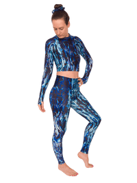 Thumbnail for Abalone Restoration Cropped Rashguard - LUXUSFIT Luxury Exercise & Recovery Equipment