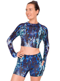 Thumbnail for Abalone Restoration Cropped Rashguard - LUXUSFIT Luxury Exercise & Recovery Equipment