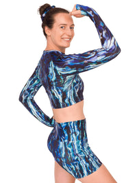 Thumbnail for Abalone Restoration Cropped Rashguard - LUXUSFIT Luxury Exercise & Recovery Equipment