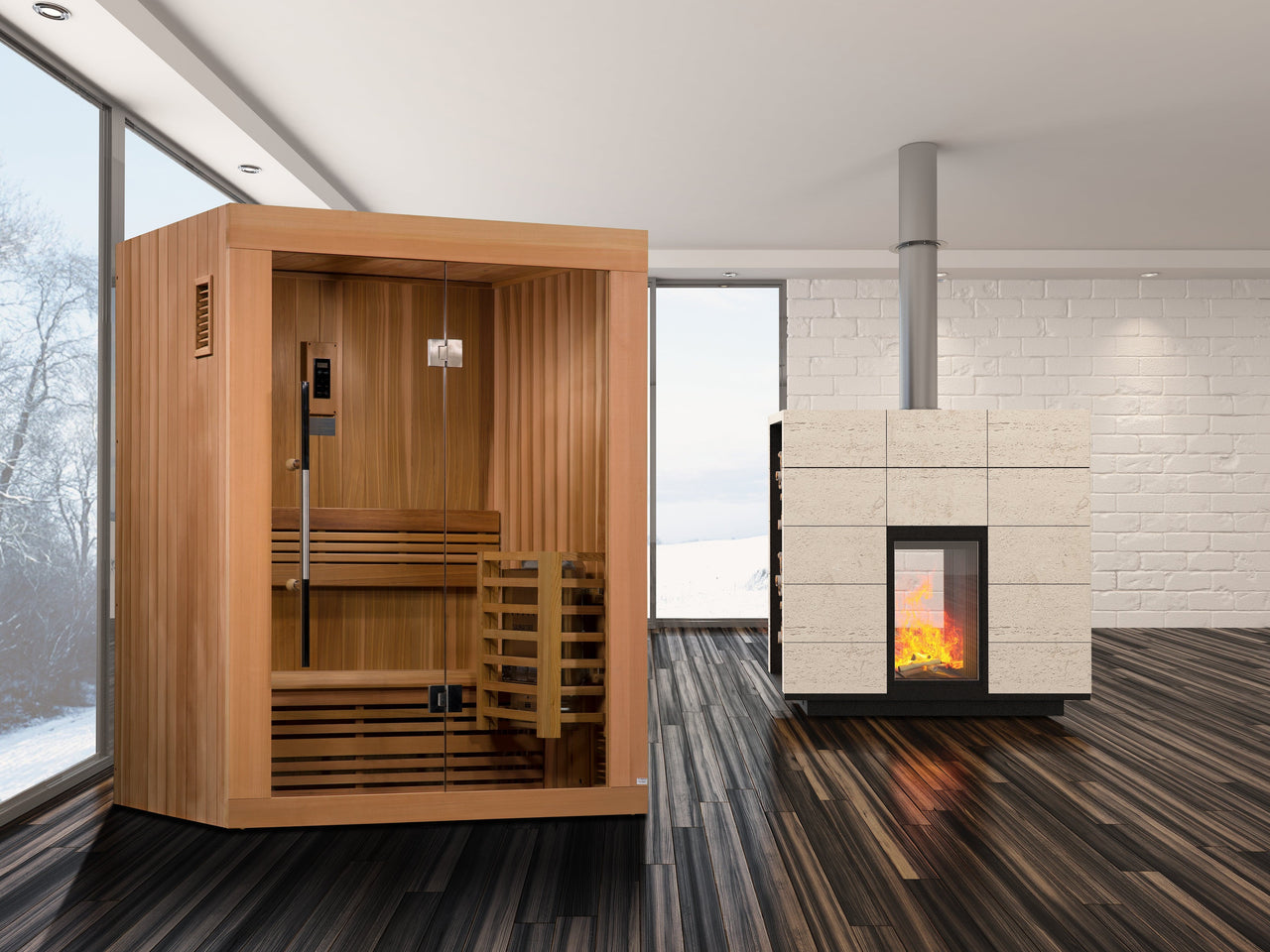 GOLDEN DESIGNS "Sundsvall Edition" 2 Person Traditional Steam Sauna - Canadian Red Cedar - LUXUSFIT Luxury Exercise & Recovery Equipment