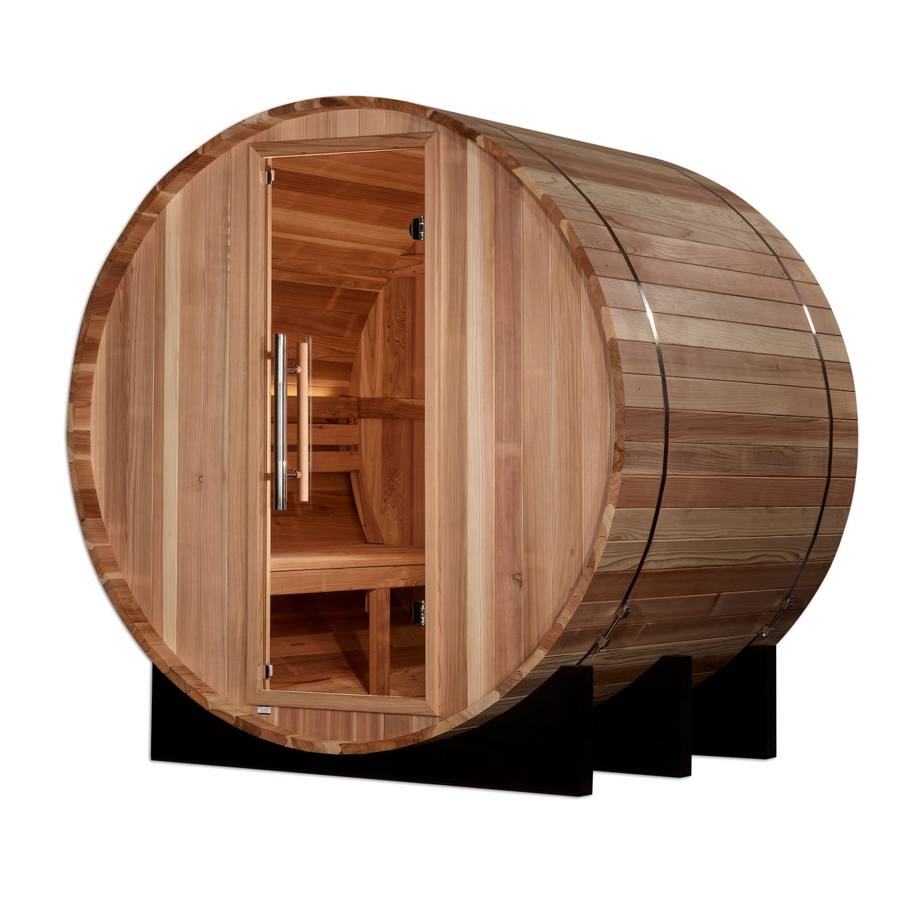 Golden Designs "St. Moritz" 2 Person Barrel Traditional Sauna -  Pacific Cedar - LUXUSFIT Luxury Exercise & Recovery Equipment