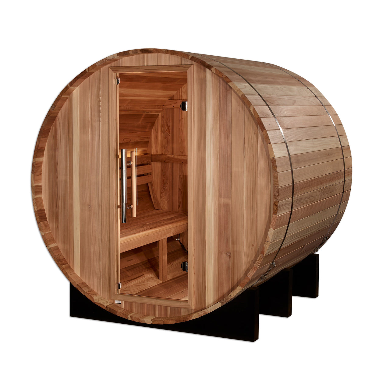 Golden Designs "St. Moritz" 2 Person Barrel Traditional Sauna -  Pacific Cedar - LUXUSFIT Luxury Exercise & Recovery Equipment