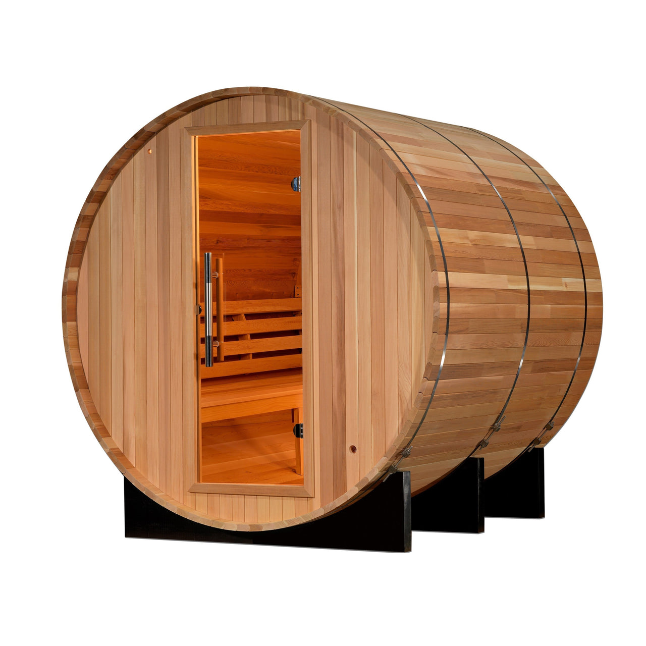 2022 Golden Designs "Uppsala" 4 Person Barrel Traditional Steam Sauna - Canadian Red Cedar - LUXUSFIT Luxury Exercise & Recovery Equipment